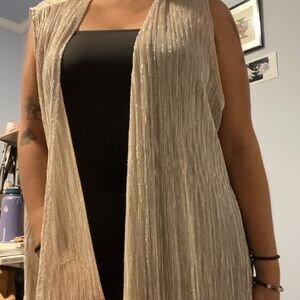Shimmering Gold Sleeveless Cardigan